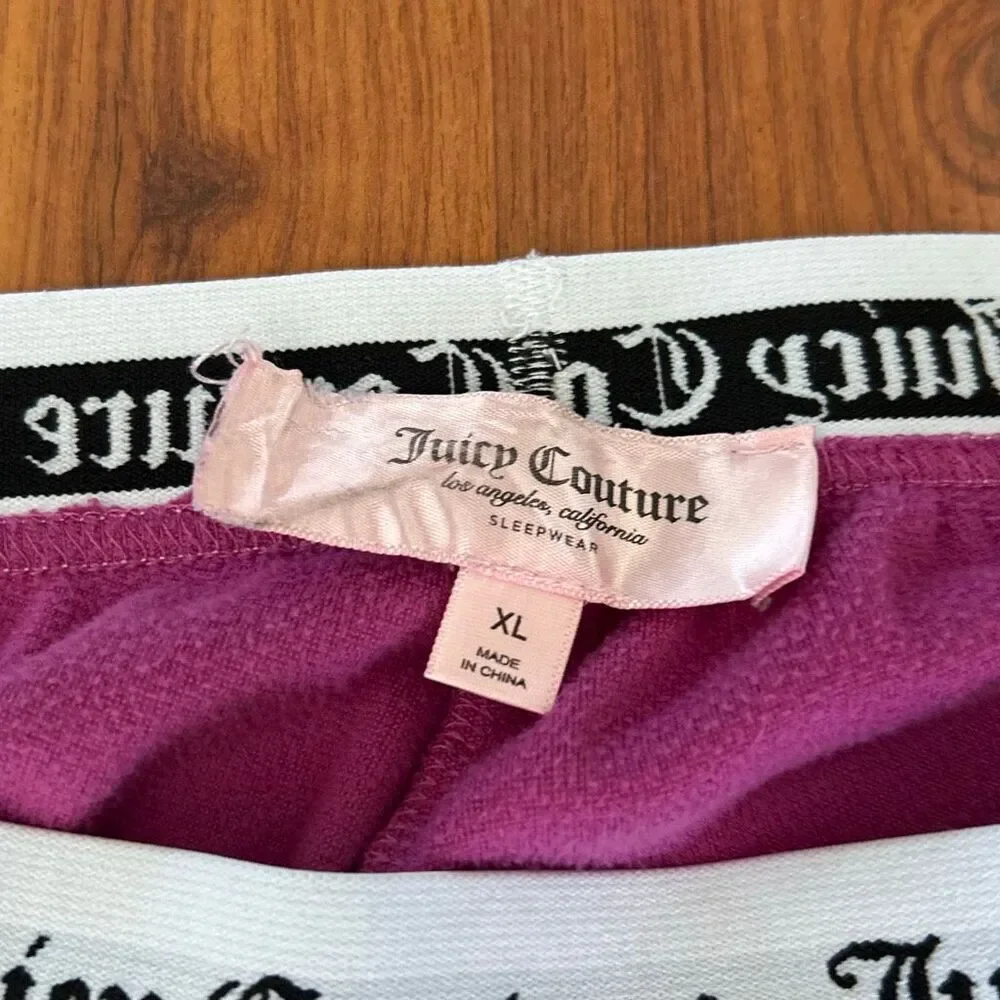 Juicy couture purple velour shorts with juicy couture logo elastic waistband XL